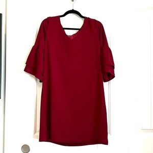 BELONGSCI shift mini dress bell sleeves fully lined super cute holiday size M